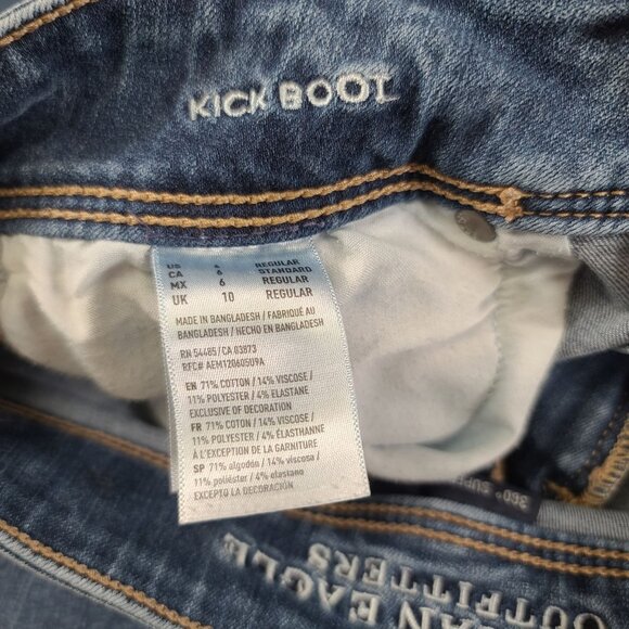 American Eagle Jeans Women 6 28x30 Low Rise Kick Boot Medium Wash VTG * - Picture 4 of 14